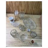 Glass flower frog and misc vintage glassware