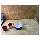 Coffee mugs, 2 juice glasses Brazil dish and 4