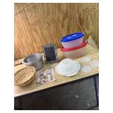Basket, pot, Tupperware Jello Mold and more