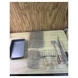 Baking pan, cooling racks, BBQ tools