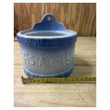 Vintage Salt Crock With Iron Cross Motif missing