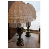 Table Lamps - Brass with Crochet Shades