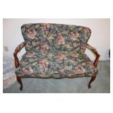 Love Seat Wood and Flower Cloth Material Approx.