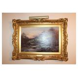 Oil Painting in Beautiful Lighted Gold Frame - By