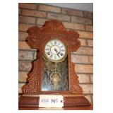 Carved English Castle Clock- 22"x14"x5" With Key