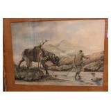 Framed Art by W. Forbes Man with Horse and Deer