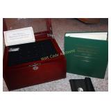 Coin Collector Books and Wooden Box for Display