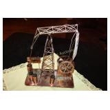 Copper Music Box Oil Derrick 13" Tall