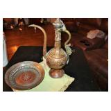 Egyptian Kettle Lamp and Tray 23" Tall