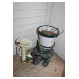 Yard Art - Gnome Bird Bath and Turtle Planter