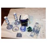 Home Décor lot - Blue Delft Candle Sticks,