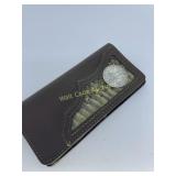 Leather Wallet With Alligator - Brown - Measures