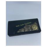 Leather Wallet With Alligator - Brown - Measures