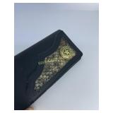 Leather Wallet With Alligator - Brown - Measures