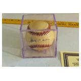 Hank Aaron Signed Baseball With Certificate Of