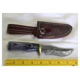 Knife 8" Damascus Grey Lam Handle with Sheath