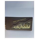 Leather Wallet With Rattlesnake - Brown - Measures