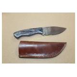 Knife 8" Damascus Grey/Black Handle with Sheath