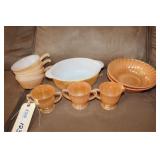 Fire King Oven Ware Peach Luster Laurel Leaf