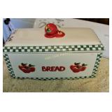 Bread Box Ceramic with Apples Painted on It
