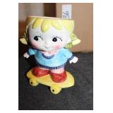 Girl on Skateboard Vase Head Planter Vintage