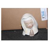 Enesco Nun Planter Mini Lade Head Vase RARE