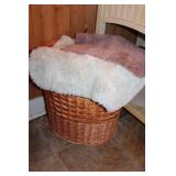 Clothes Basket and Rugs lot