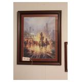 Framed Art by G. Harvey Man on Horse with Oil