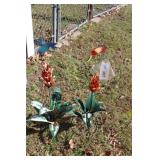 Yard Art Metal Approx 3Ft Set Of 2 Flowers With