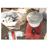 Boat Motor Vintage with Boat Gas Can and Minnow