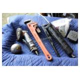 Hand Tools - Grease Gun, Pipe Wrench as Shown