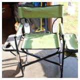 Lawn Chair with Side Table and Pouches Green