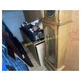 GRANDFATHER CLOCK, CHAIRS, BED
