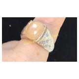 .925 Silver Rose Quartz Ring Sz 9