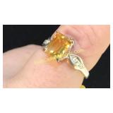 .925 Silver Citrine Ring Sz 7