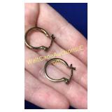 .925 Silver Gold Color Hoop Earrings