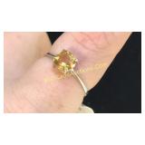 .925 Silver Citrine Ring Sz 8