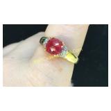 Pink Amethyst & CZ Ring Sz 9