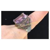 .925 Silver Amethyst Ring Sz 7