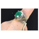 .925 Silver Emerald Sz 7