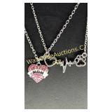 Mom Heart Necklace & Vet Necklace Lot of 2