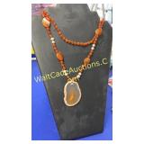 Agate & Amber Beaded Necklace with Interchangeable