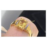 Citrine & CZ Ring Sz 7