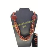 Carnelian Agate Beaded Necklace, Bracelet &