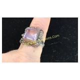 .925 Silver Amethyst Ring Sz 9