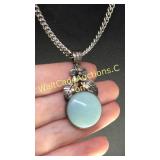Stainless Steel Opal Pendant Necklace
