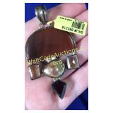 Carnelian Agate & Quartz Pendant