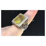 Citrine & CZ Ring Sz 7