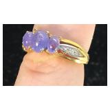 Amethyst & CZ Ring Sz 6