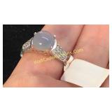 Moonstone & CZ Ring Sz 10